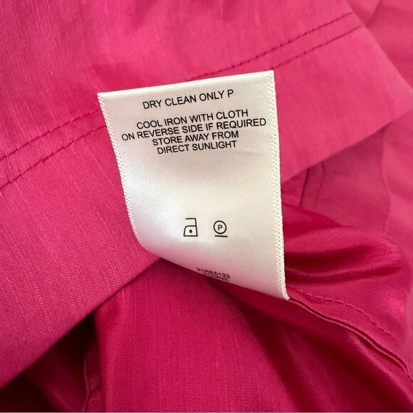 Aje Fuchsia Pink Linen Caliente Cut Out Midi Dress with Ruffle Hem Size 8 - Picture 9 of 10